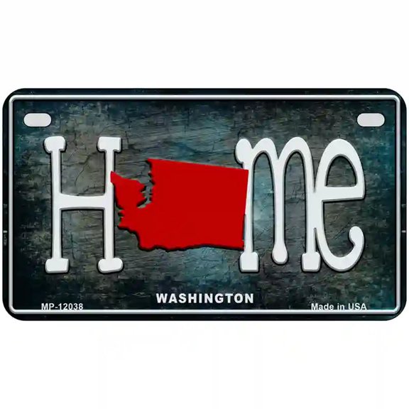 Washington Home State Outline Novelty License Plate 7" x 4" Motorcycle (MP)