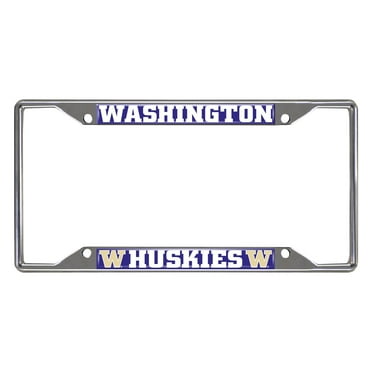 Washington Huskies Chrome Metal License Plate Frame, 6.25in x 12.25in