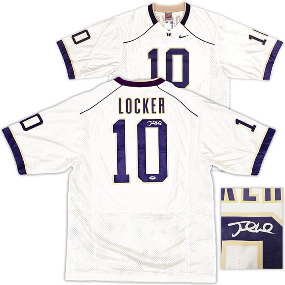 Washington Huskies Jake Locker Autographed White Nike Jersey Size L PSA/DNA RookieGraph 16374
