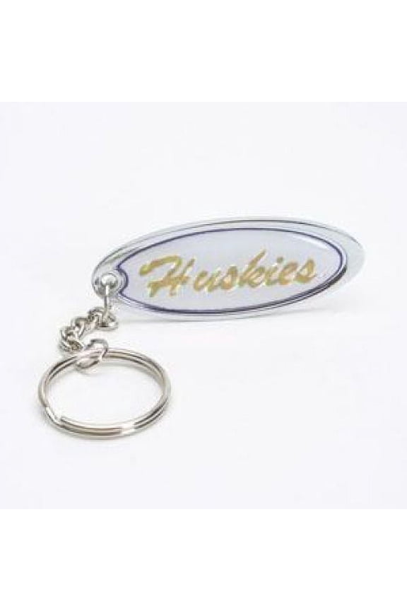 Washington Huskies Metal Key Chain W/domed Insert - Huskies Script Wht Background