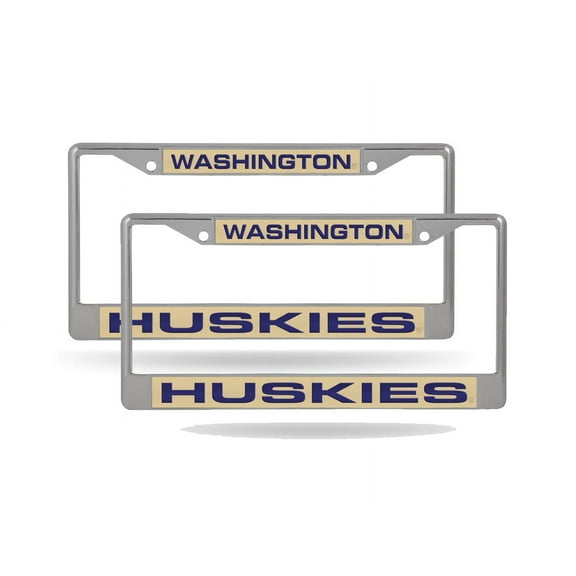 Washington Huskies (Set of 2) Chrome Metal Laser Cut License Plate Frame