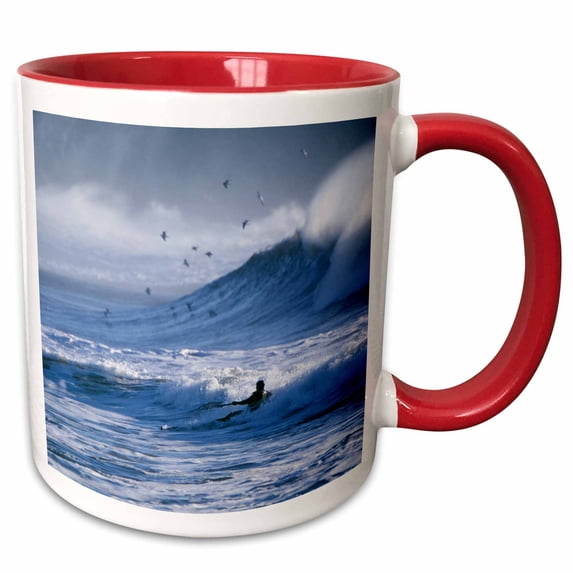 3drose, Washington, La Push, Kayak Surfing in Big Swell - Us48 Glu0053 - Gary Luhm, 11oz Two-tone Red Mug