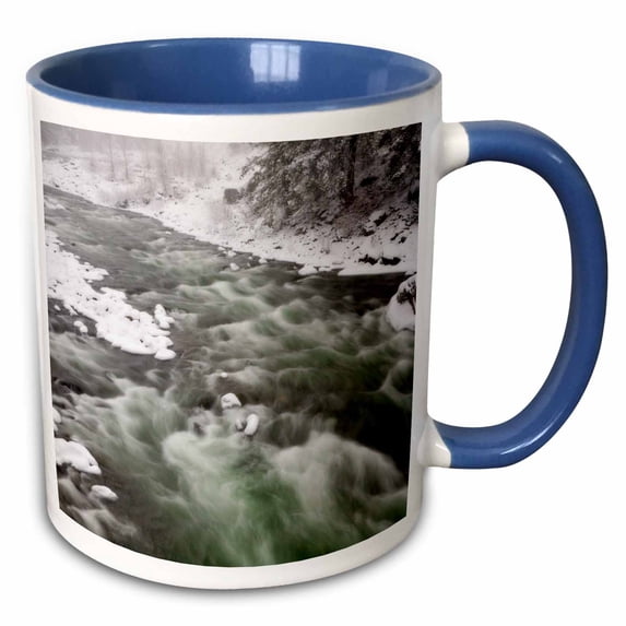 3drose, Washington, Leavenworth. Wenatchee River, Winter - Us48 Bja0283 - Jaynes Gallery, 15oz Two-tone Blue Mug