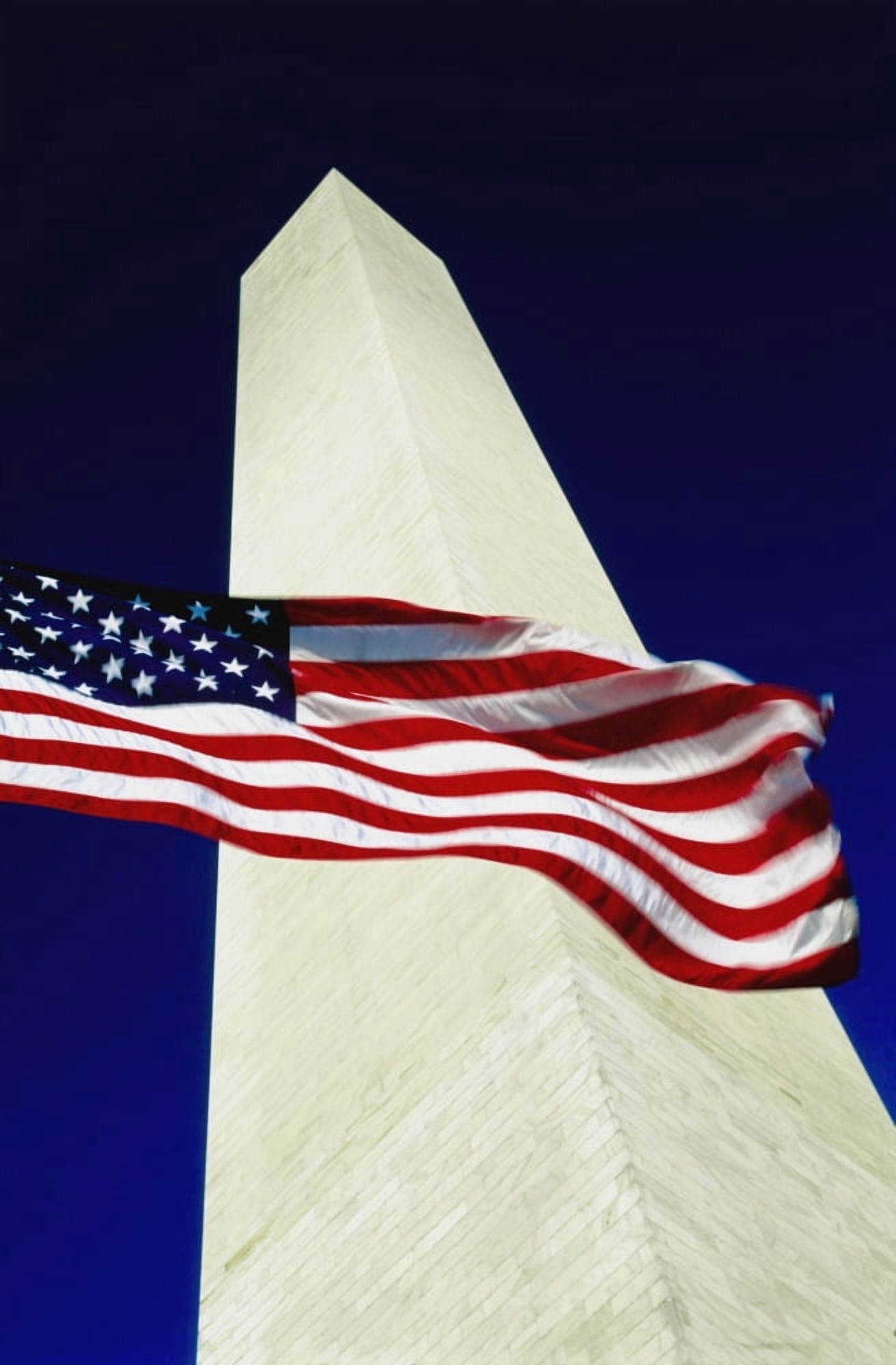 Washington Monument And American Flag Canvas Art - Conor Caffrey Design Pics (12 x 19)