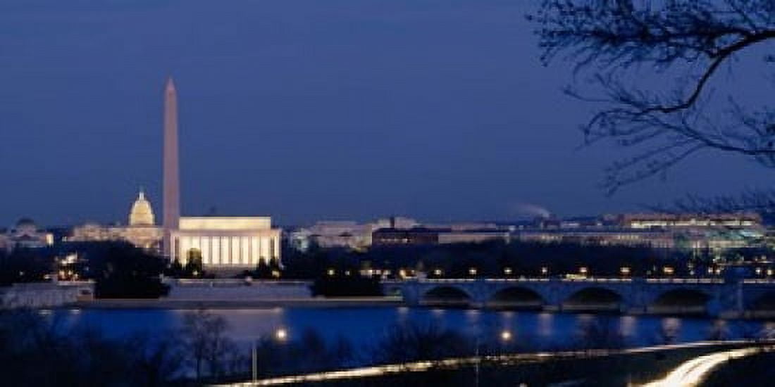 Washington Monument Lincoln Memorial Capitol Building Washington DC Canvas Art - Panoramic Images (25 x 12)