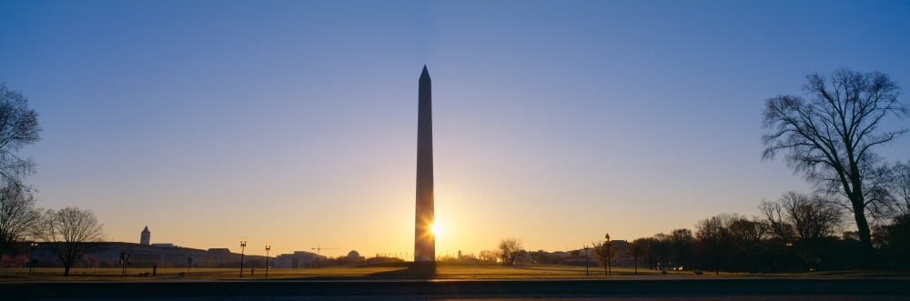 Washington Monument at sunrise Washington DC Canvas Art - Panoramic Images (36 x 12)