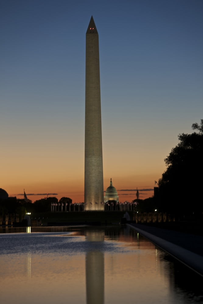 Washington Monument at sunset Washington DC USA Canvas Art - Terry MooreStocktrek Images (12 x 18)