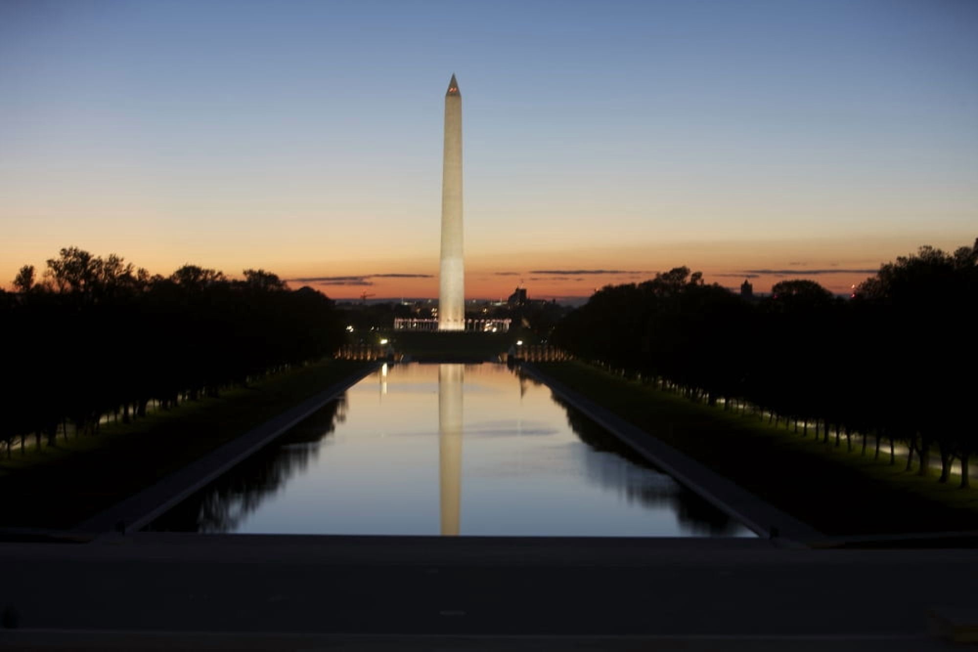 Washington Monument at sunset Washington DC USA Canvas Art - Terry MooreStocktrek Images (35 x 23)