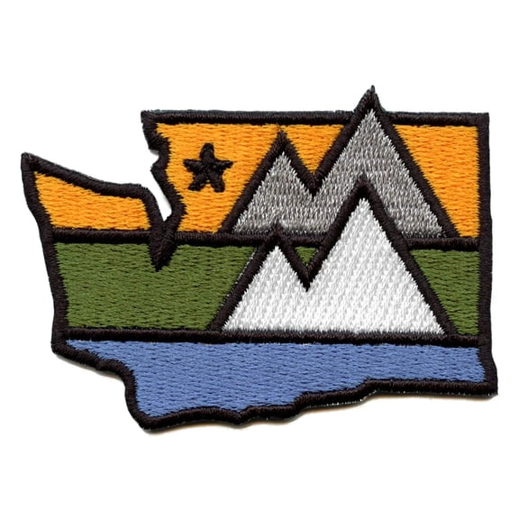 Washington Mountain State Embroidered Iron On Patch