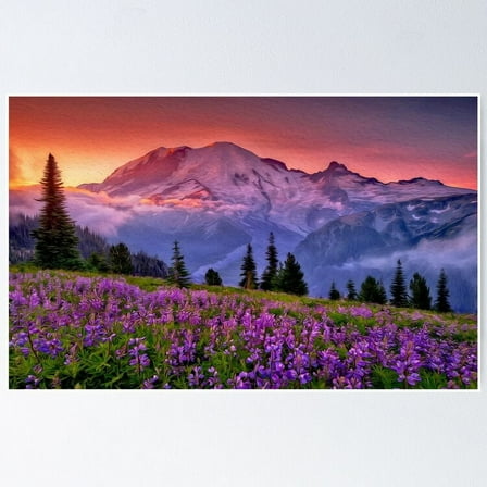 Washington, Mt Rainier National Park Poster, 8x12 UNFRAMED