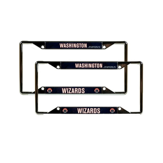 Washington Basketball Wizard's Chrome (2) EZ View License Plate Frame Set