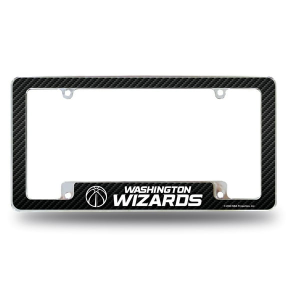 Washington Basketball Wizard's Chrome Metal License Plate Frame with Carbon Fiber Design
