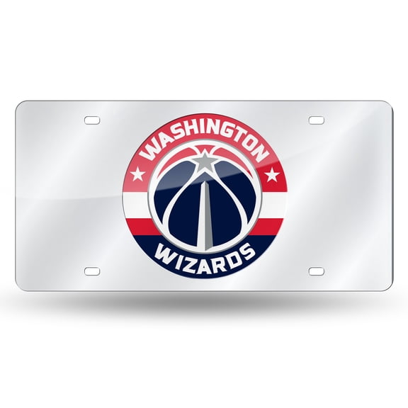 Washington Wizards Premium Laser Cut Tag License Plate, Mirrored Acrylic Inlaid, 12x6 Inch