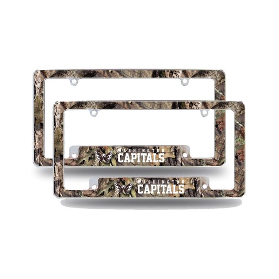 Washington Hockey Capital's Chrome Metal (Set of 2) License Plate Frames with Mossy Oak Camouflaged Camo Design