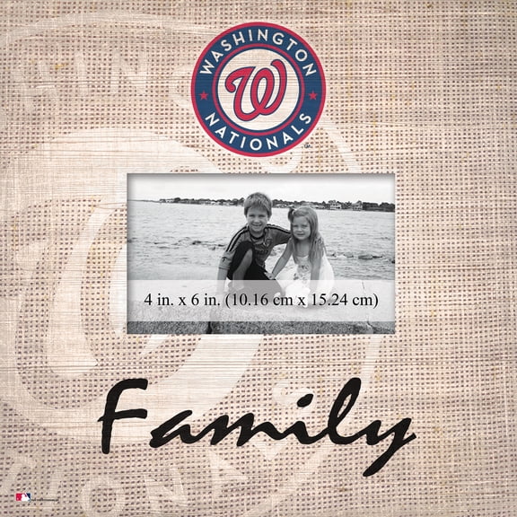 Washington Nationals 10'' x 10'' Burlap Pattern Frame