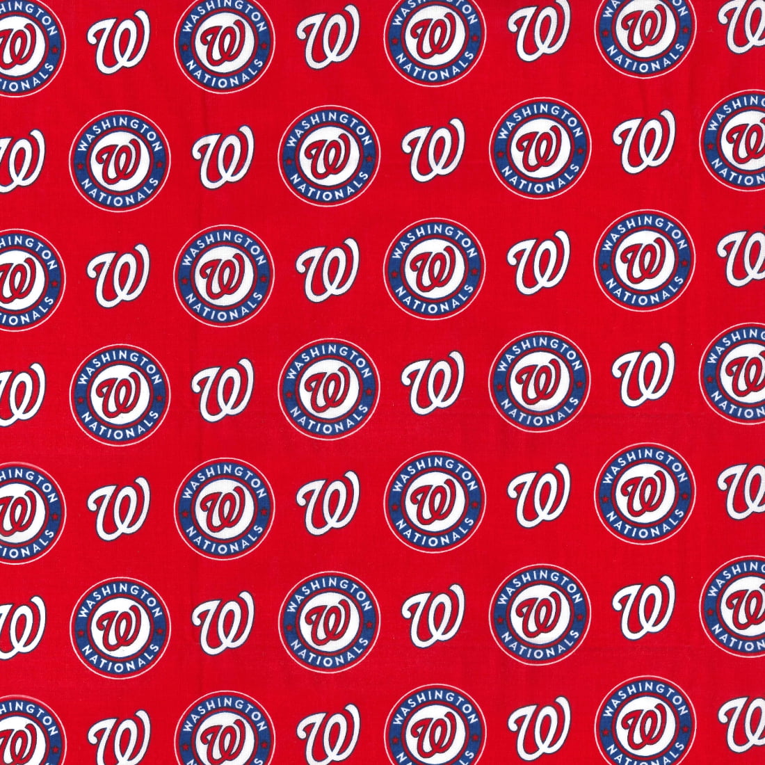 Washington Nationals 58" 100% Cotton Logo Sports Sewing & Craft Fabric 10 yd By the Bolt, Red, Blue and White