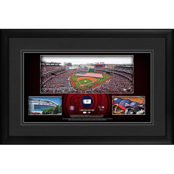 Washington Nationals Framed 10" x 18" Stadium Panoramic Collage with a Piece of Game-Used Baseball - Limited Edition of 500 - Fanatics Authentic Certified