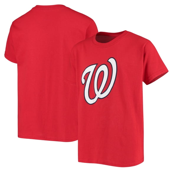 Youth Stitches Red Washington Nationals Team Logo T-Shirt