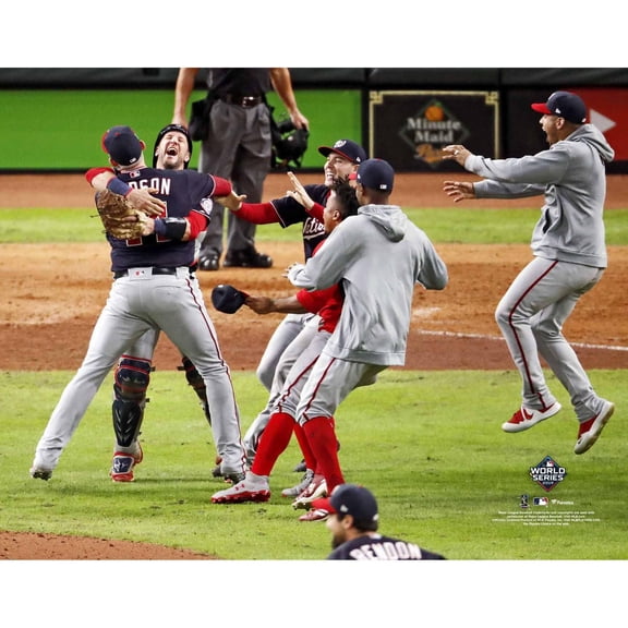 Washington Nationals Unsigned 2019 World Series Champions Embracing Celebration Photograph
