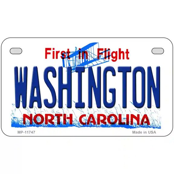 Washington North Carolina State License Plate 7" x 4" Motorcycle (MP)