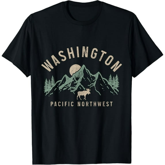 Washington PNW Moose Pacific Northwest Souvenir Pride T-Shirt100% cotton