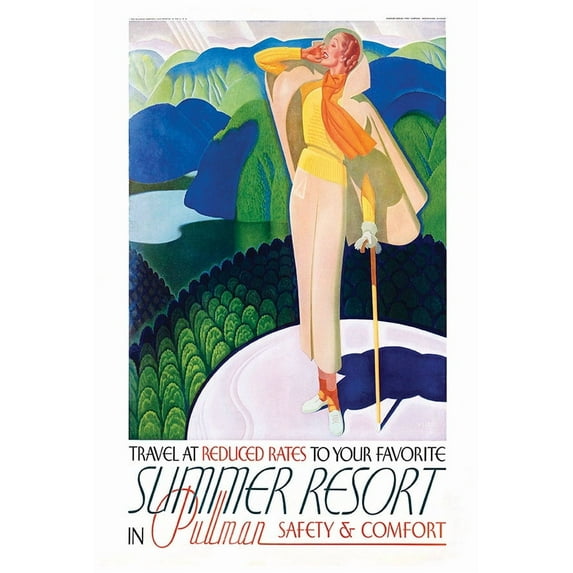 Washington - Pullman Summer Resort 2 - Vintage Travel Poster (8x12Inches(US/CANonly))
