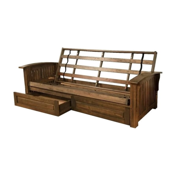 Washington Queen-size Walnut Brown Storage Futon Frame-Mattress Not Included