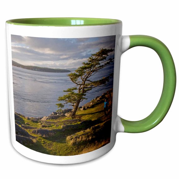 3drose, Washington, Runner in Shark Reef Park, Lopez Island - Us48 Dsv0265 - David Svilar, 11oz Two-tone Green Mug