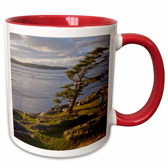 3drose, Washington, Runner in Shark Reef Park, Lopez Island - Us48 Dsv0265 - David Svilar, 11oz Two-tone Red Mug