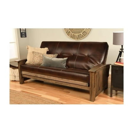 Washington Rustic Walnut Futon Frame with Oregon Trail Java Mattress - Full Size