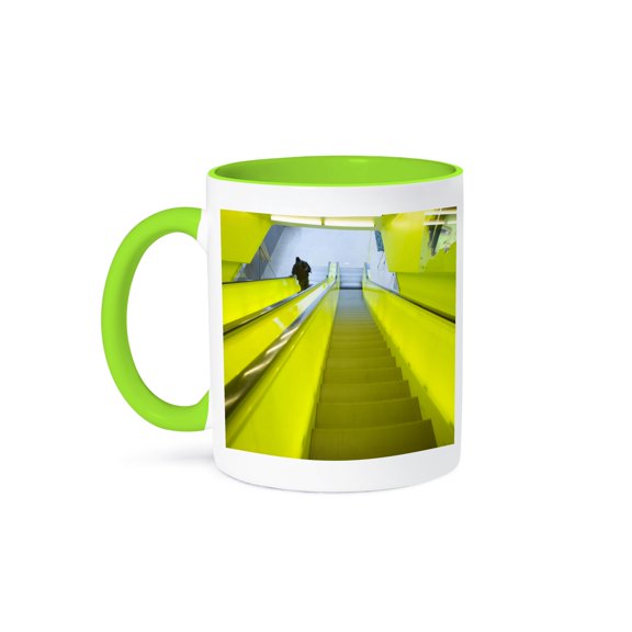 3drose, Washington, Seattle, Central Library, Escalator - Us48 Rca0031 - Rob Casey, 11oz Two-tone Green Mug
