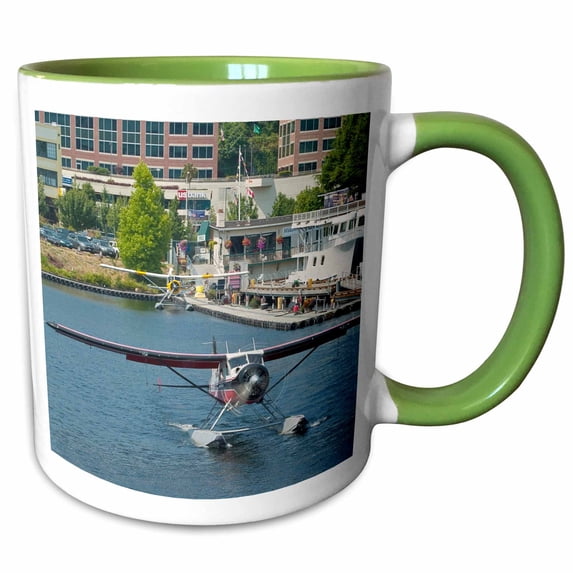 3drose, Washington, Seattle, Dhc-2 Mki Beaver Seaplane - Us48 Ccr0263 - Charles Crust, 15oz Two-tone Green Mug