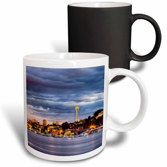 3drose, Washington, Seattle, Evening Light Over Seattle Downtown., 11oz Magic Transforming Mug