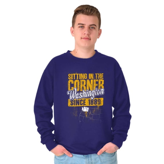 Washington Sitting In Corner WA Map Sweatshirt for Men or Women Brisco Brands M