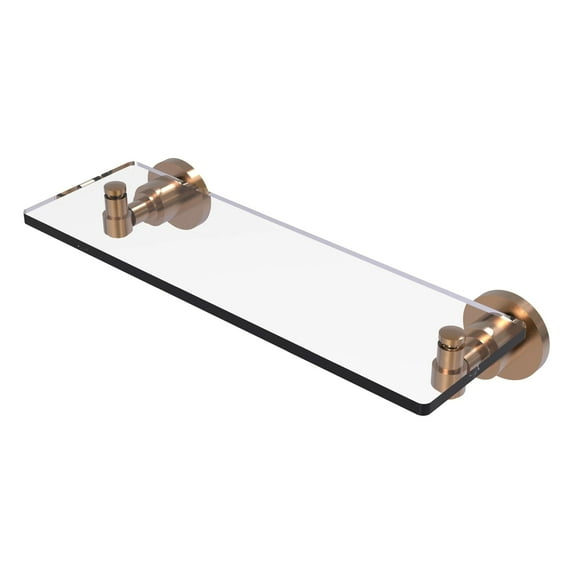 Washington Square Collection Glass Vanity Shelf with Beveled Edges - Brushed Bronze / 16 Inch