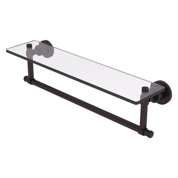 Washington Square Collection Glass Vanity Shelf with Integrated Towel Bar - Antique Bronze / 22 Inch