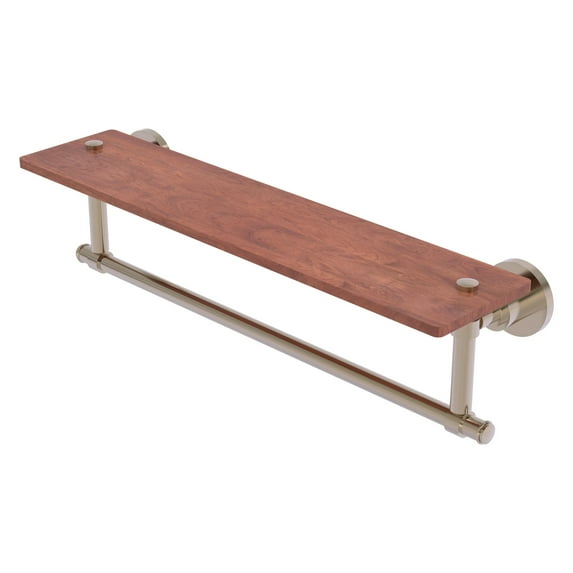 Washington Square Collection Solid IPE Ironwood Shelf with Integrated Towel Bar - Antique Pewter / 22 Inch