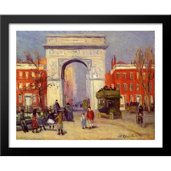 Washington Square Park 34x28 Large Black Wood Framed Print Art by William James Glackens