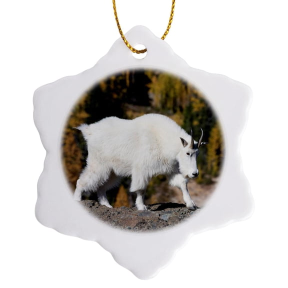 3drose, Washington State, Alpine Lakes Wilderness, Mountain Goat, Nanny 01, 3 inch Snowflake Porcelain Ornament