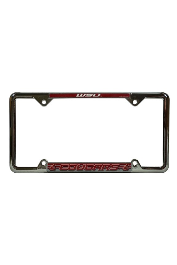 Washington State Cougar's 4 Corner EZ View Chrome License Plate Frame