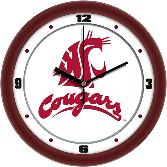 Washington State Cougars 11.5'' Suntime Premium Glass Face Traditional Logo Wall Clock