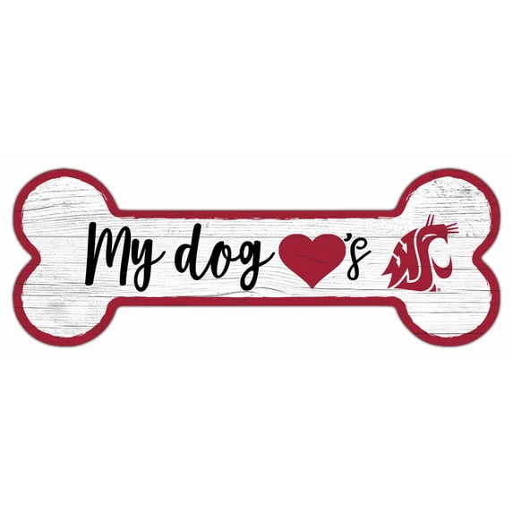 Washington State Cougars 6" x 12" Team Dog Bone Sign