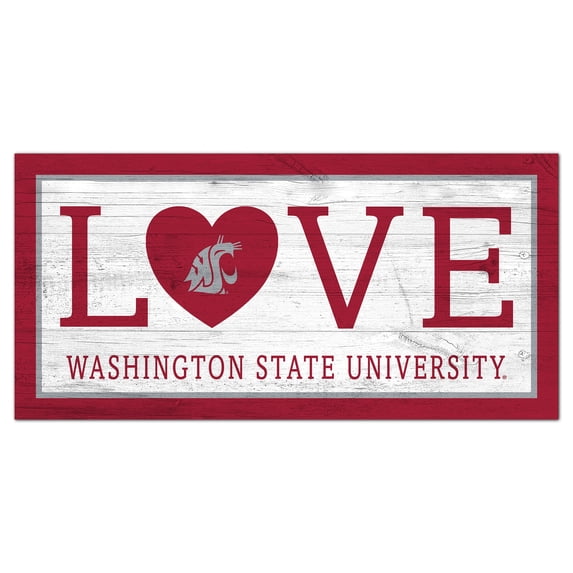 Washington State Cougars 6'' x 12'' Team Love Sign