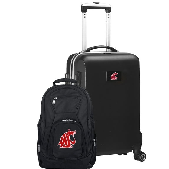 Washington State Cougars Deluxe 2-Piece Backpack and Carry-On Set - Black