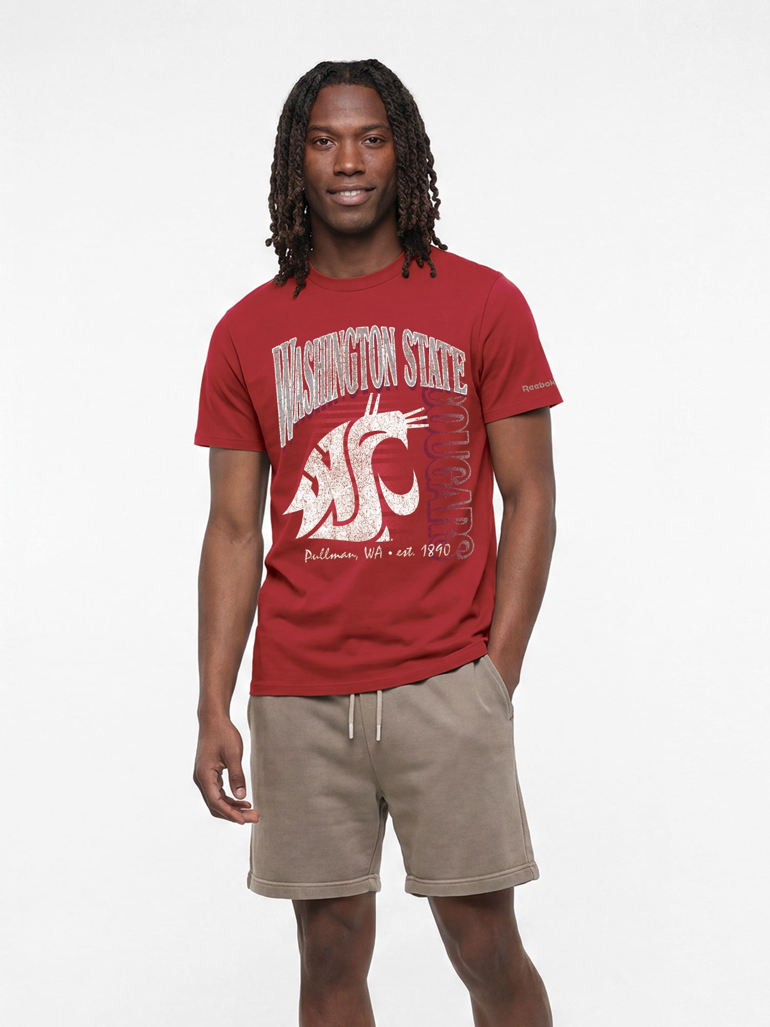 Washington State Cougars Reebok Mens Crew Neck Short Sleeve T-Shirt