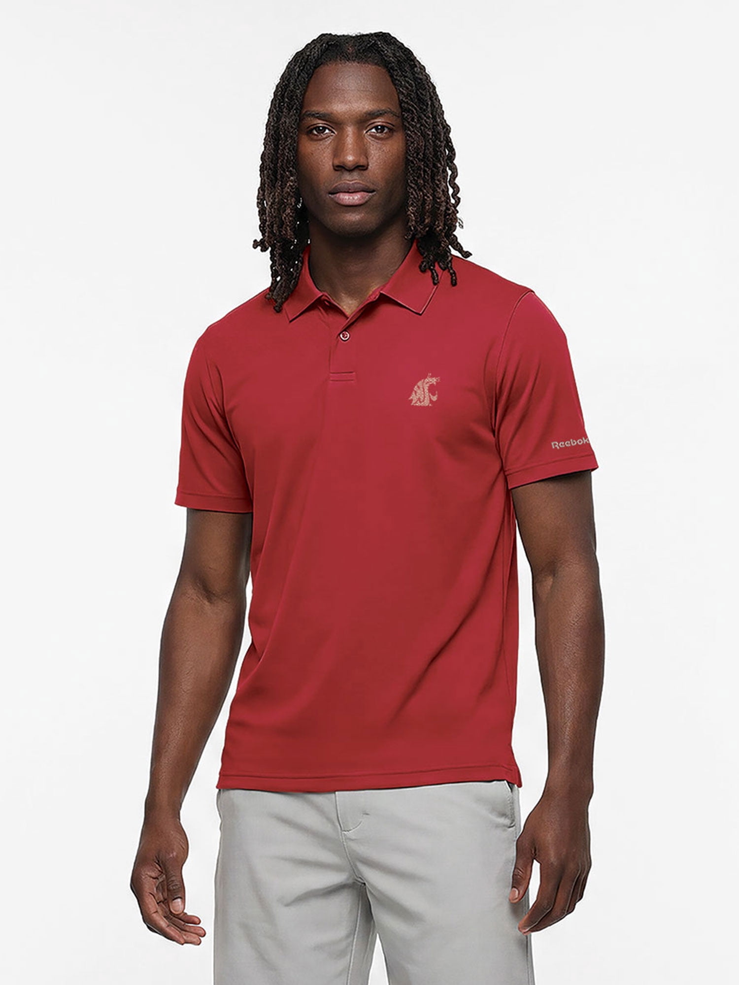 Washington State Cougars Reebok Mens Short Sleeve Polo Shirt