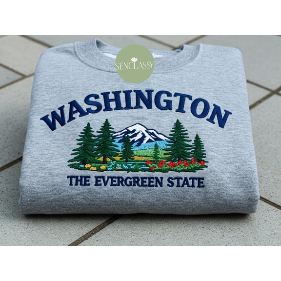 Washington State Embroidered Sweatshirt, Rainier National Park, Seattle Sweatshirt, Camping Granola Girl Sweatshirt, Seattle Souvenir