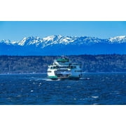 Washington State Ferry Olympic Mountains-Edmonds-Washington State by William Perry (24 x 15)