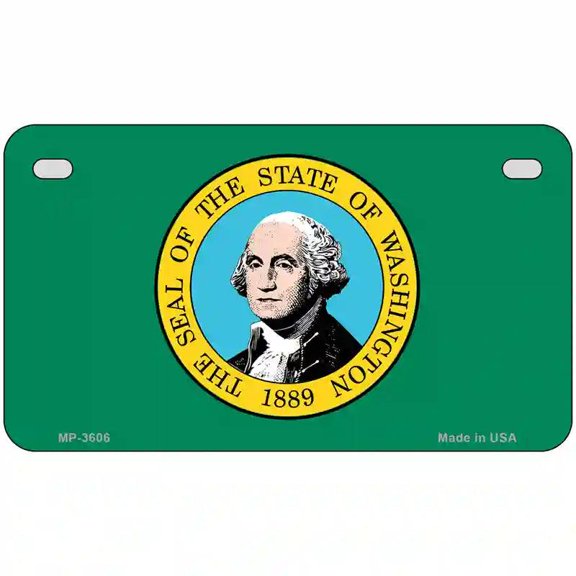 Washington State Flag Metal Novelty License Plate 7" x 4" Motorcycle (MP)