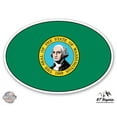 thumbnail image 1 of Washington State Flag Oval - 3" Vinyl Sticker - For Car Laptop I-Pad Phone Helmet Hard Hat - Waterproof Decal, 1 of 1